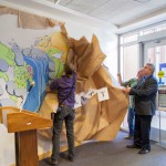 unveiling mural at Cannell Library's 25th anniversary