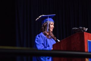 Valeria Flores gives speech at Commencement
