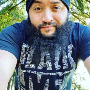 Selfie photo of Marcell Richard wearing a Black Lives Matter T-shirt