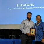Lora Whitfield Social Equity Award recipient Ezekiel Wells with Dr. Edwards.