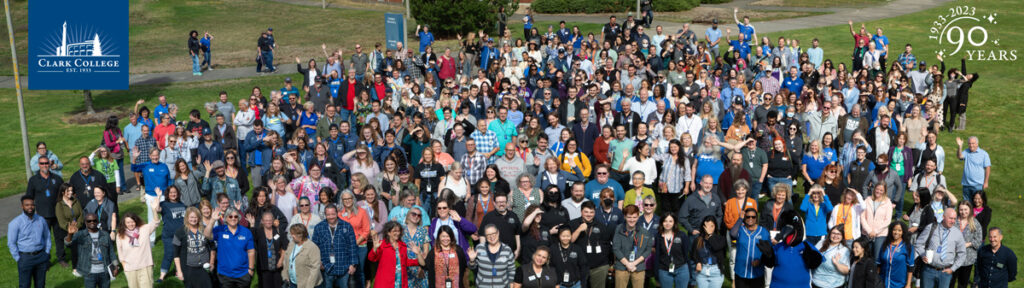 A group photo of Clark employees after Opening Day.