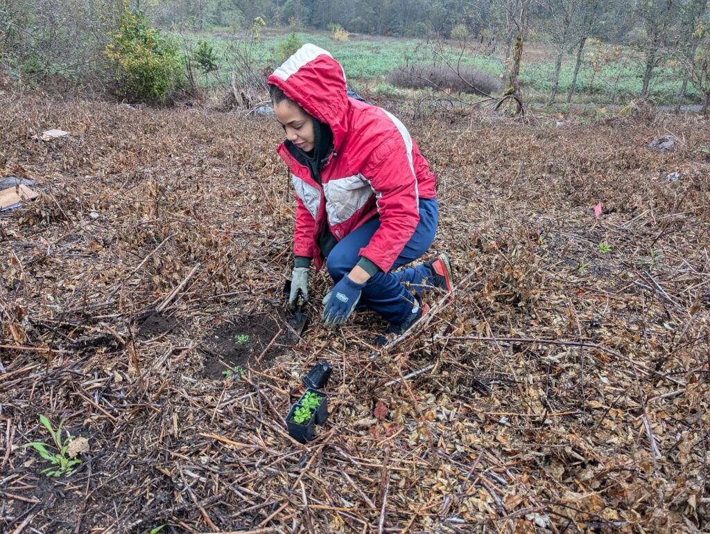 student planting