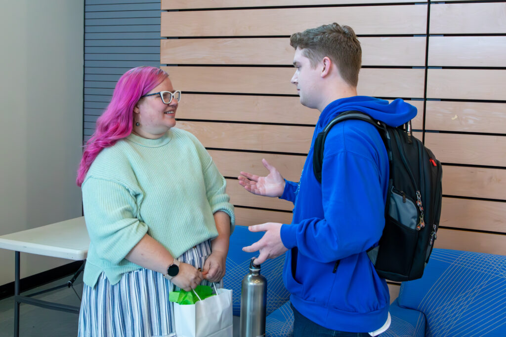two people talking