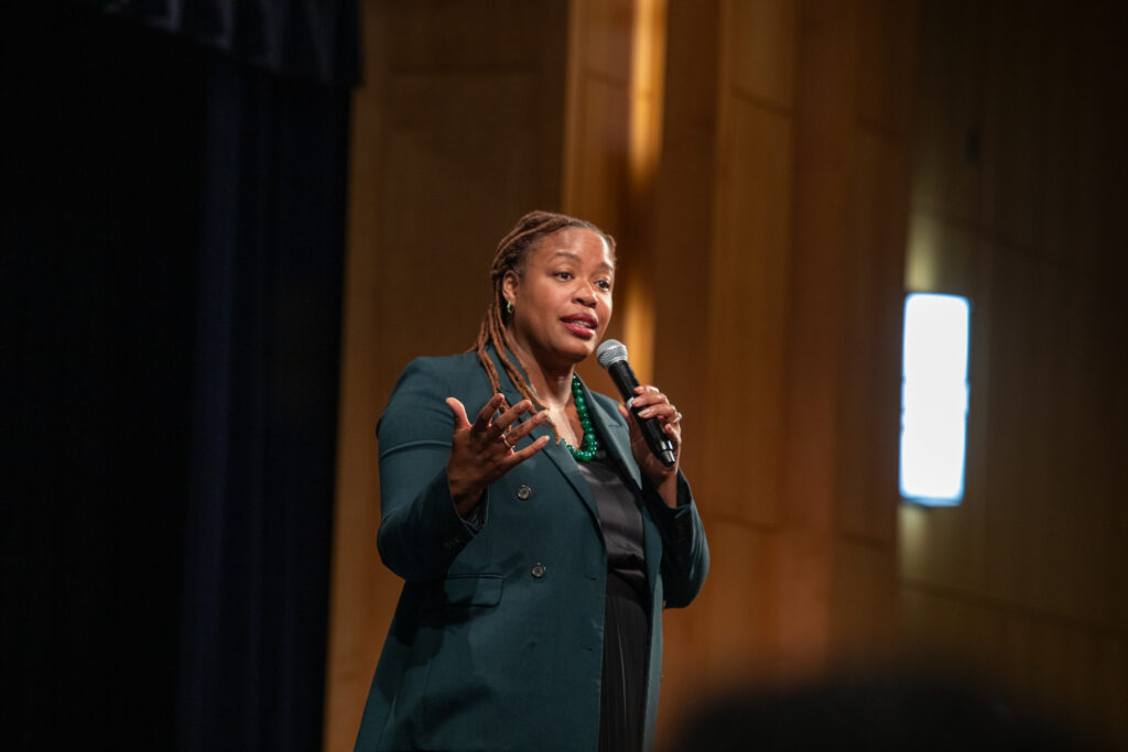 person with microphone
