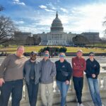 Students Robert Clapham, Milad Sadegi, Brian Hankins, Becca Dunphy, Trevor Geivett and Eli Deschand at US Capitol.
